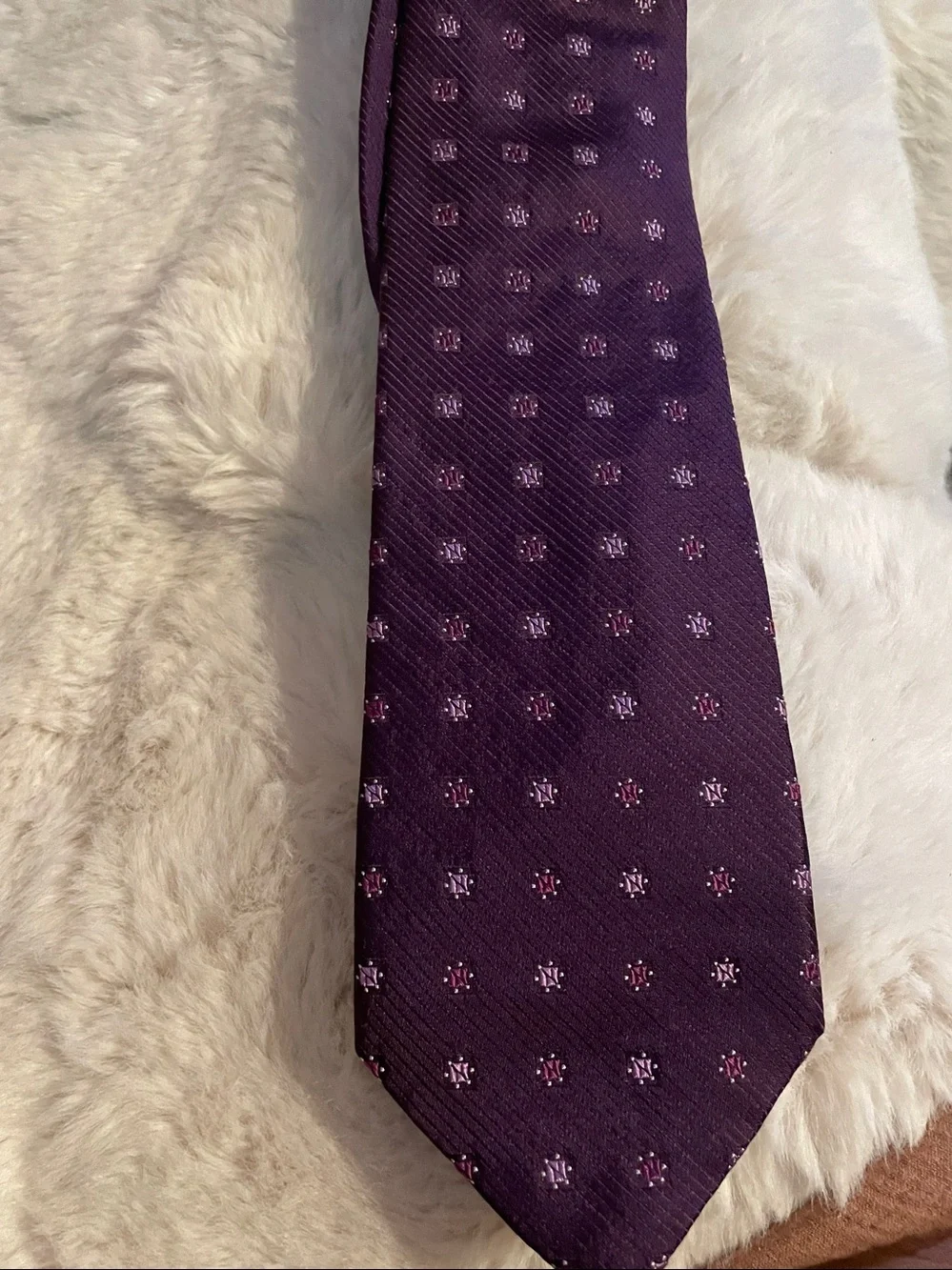 Valentino Garavani Purple Geometric 100% Silk Necktie Made In Italy Vintage